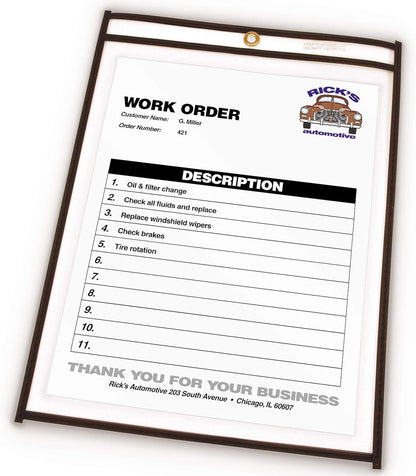 Stitched Shop Ticket Holders, Both Sides Clear, 8.5 X 11 Inches, 25 per Box (46911)
