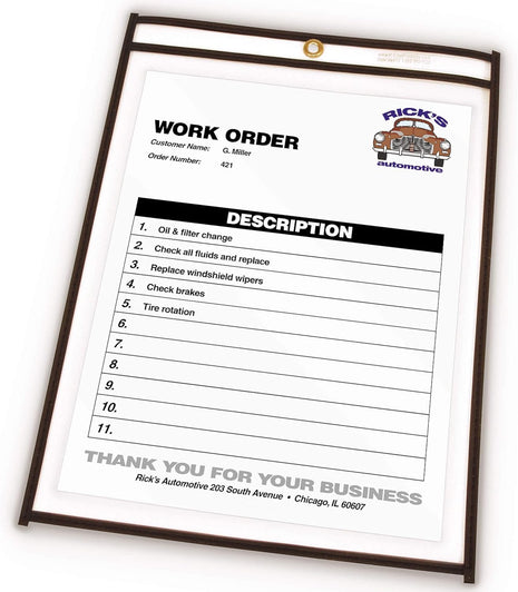 Stitched Shop Ticket Holders, Both Sides Clear, 8.5 X 11 Inches, 25 per Box (46911)