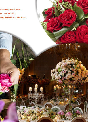 12 Pcs Artificial Rose Flowers, Dark Red Silk Roses with Long Stems, Realistic Fake Roses for Wedding Centerpiece Party Home and Office DIY Decor