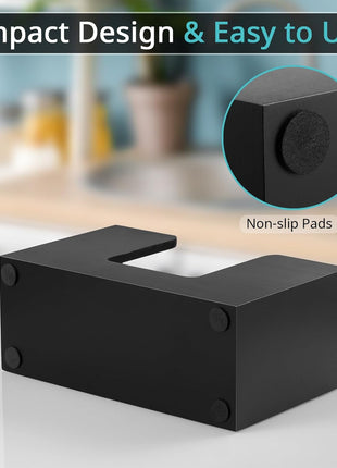 Wooden Paper Towel Dispenser Countertop, Bathroom Guest Towel Holder for Multifold C-Fold Z-Fold Trifold Hand Towels, Black Wood Napkin Holder for Kitchen, Vanity, Powder Room