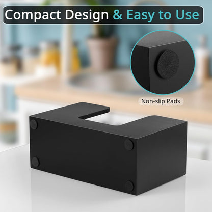 Wooden Paper Towel Dispenser Countertop, Bathroom Guest Towel Holder for Multifold C-Fold Z-Fold Trifold Hand Towels, Black Wood Napkin Holder for Kitchen, Vanity, Powder Room