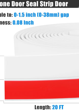Draft Seal Tape for Doors and Windows 3 in X 20 Ft Silicone Weather Stripping Extra Thick 2Mm Door Seal Strip with Strong Adhesive Draft Insulation Stopper Side Seal - White