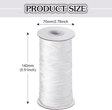 110 Yards Blind Cord 1.8 Mm Braided Lift Shade Curtain String and 12 Pieces Wood Blind Pull Cord Knobs for Roman Shade Kit, Curtain Craft(White)