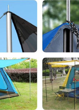 Adjustable Tent Poles Steel Rods for Tarp Canopy Camping Replacement Set of 2 (Black)