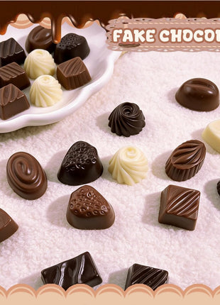 30 Pcs Fake Chocolate Artificial Food Realistic Mixed Color Chocolate Models Bulk Faux Dessert