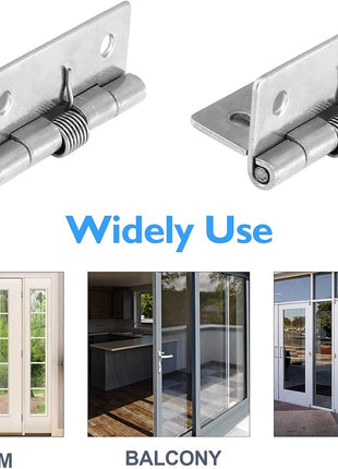 4 Pcs Spring Loaded Hinges for Cabinets, 2 Inch Length Stainless Steel Spring Hinges Self Closing