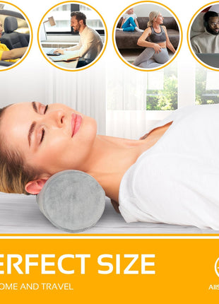 Firm Cervical Neck Roll Memory Foam Pillow, Bolster Pillow, round Neck Support for Sleeping | Bolster for Bed, Legs, Back and Yoga