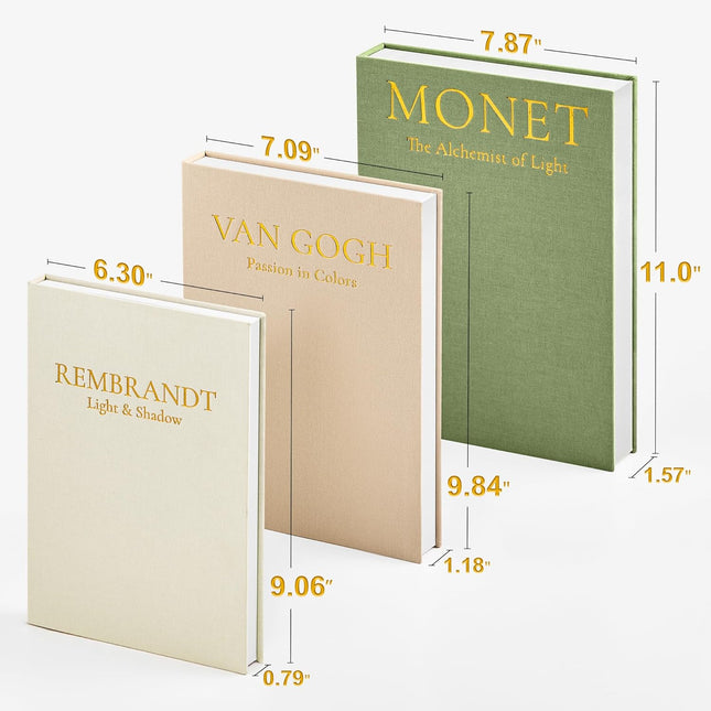 Aesthetic Decorative Books, Set of 3 Linen Faux Books for Coffee Table, Bookshelf or Mantle Decor, Stylish Book Storage Boxes for Home Decor, Photo Organization, and Keepsake Storage,Sage