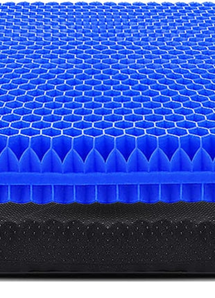 Gel Seat Cushion for Long Sitting, Extra Thick Gel Cushion for Wheelchair Soft Chair Pads for Office Home Chairs Car Seats Long Trips - Back Sciatica Hip Tailbone Pain Relief Cushion (Blue)