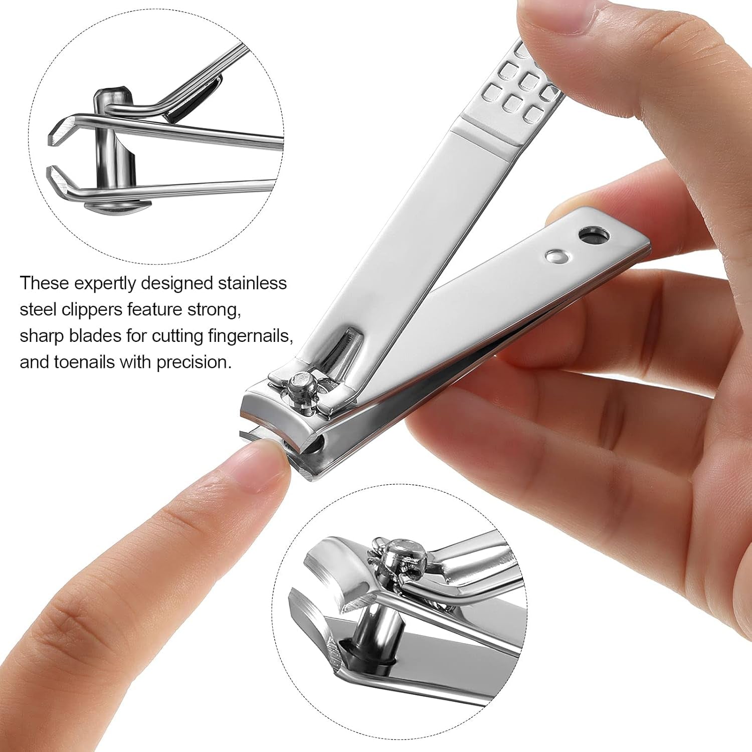 50 Pieces Nail Clipper Set Fingernails and Toenail Bulk Clipper Flat Stainless Steel Nail Cutter for Women Men Thick Nails, Black and Silver
