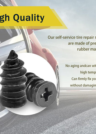 60PCS Tire Repair Rubber Nail, Vacuum Tire Repair Kits Spiral Rubber Nails, Tire Screw Plug Fast Tool Self Service Tire Repair Nail for Car, Motorcycle, Truck, Tractor Tire Puncture Repair