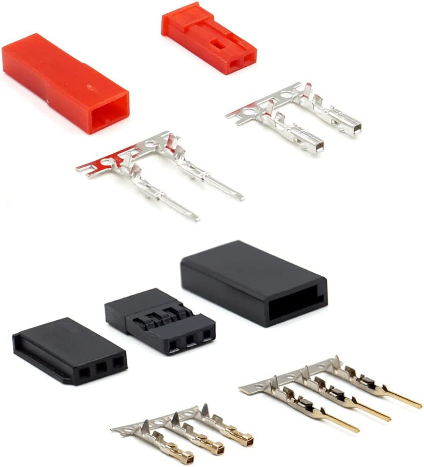 55 Sets Servo Plug Male Female Connector Crimp Pin Cable Kit with Crimping Tool Compatible JST SYP Futaba for Hitec Spektrum RC