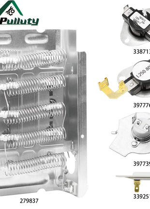 Heating Element for Whirlpool Dryer WED4815EW1 WED5300SQ0 WED5000DW2 WED4800BQ1 WED5300SQ0 Wed5100Vq1,Dryer Heating Element for Kenmore 70 80 Series Dryer Model 110 Parts 11065132410 11061202011