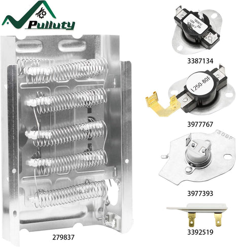 Heating Element for Whirlpool Dryer WED4815EW1 WED5300SQ0 WED5000DW2 WED4800BQ1 WED5300SQ0 Wed5100Vq1,Dryer Heating Element for Kenmore 70 80 Series Dryer Model 110 Parts 11065132410 11061202011