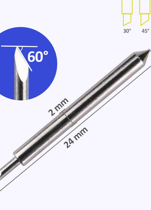 60 Degree Tungsten Steel Lettering Blade Vinyl Cutter Blades for Roland Cutting Plotter, Blue Cap Pack of 10