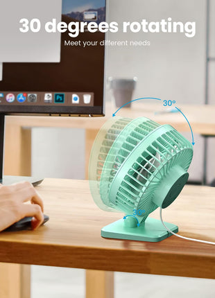 USB Desk Fan, Small but Powerful, Personal Portable Quiet 3 Speeds, Adjustable Mini Table Desktop Fan for Cooling Home Office Car Summer Travel Gifts Green