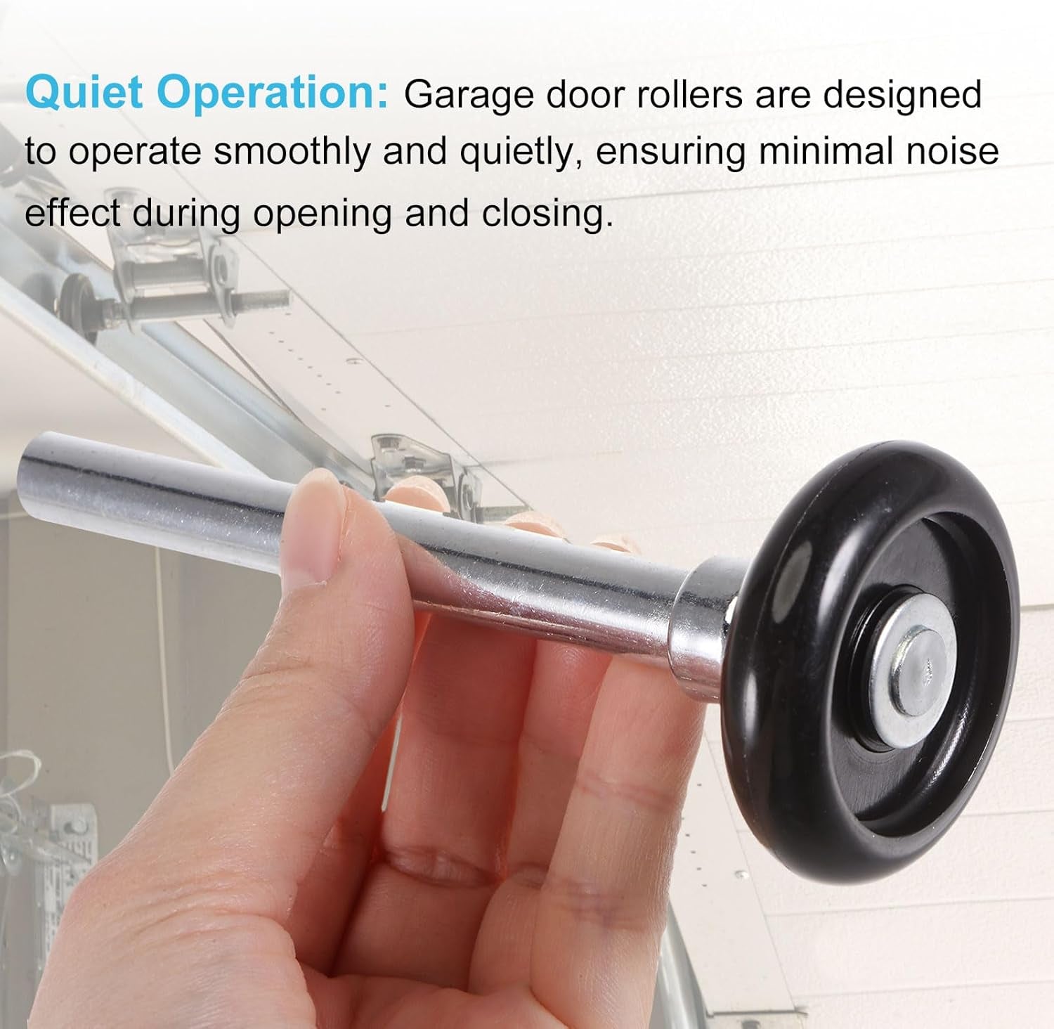 2Pcs 1.8" Nylon Garage Door Rollers for 2" Garage Track, 4.25" Stem Standard Rollers, Black