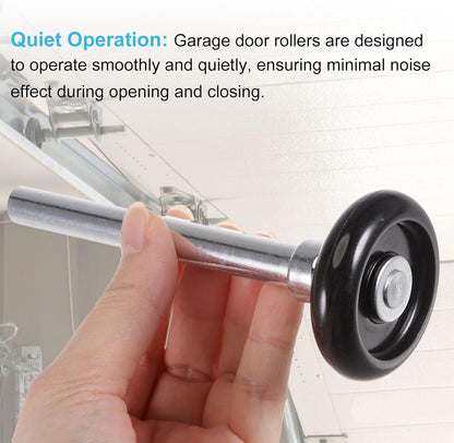 2Pcs 1.8" Nylon Garage Door Rollers for 2" Garage Track, 4.25" Stem Standard Rollers, Black