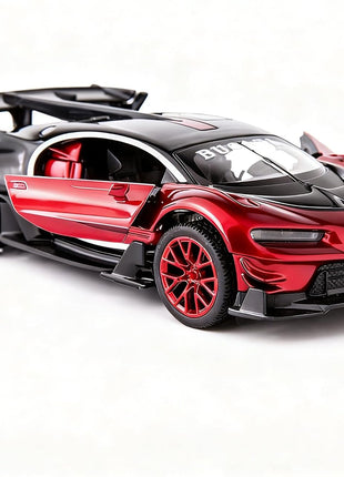 Bugatti Vision GT Supercar 1/32 Zinc Alloy Die Casting Pull Back Car Model Toy Sound and Light for Boy Girl Gift （Red）