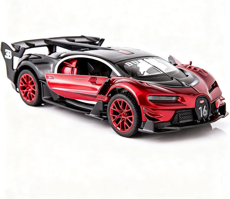 Bugatti Vision GT Supercar 1/32 Zinc Alloy Die Casting Pull Back Car Model Toy Sound and Light for Boy Girl Gift （Red）